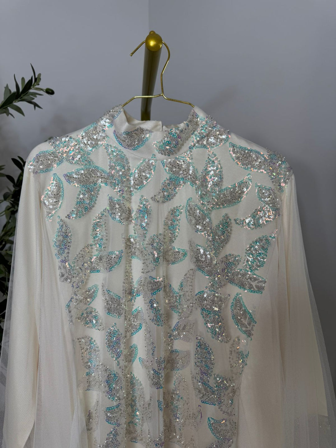 "HEBA" JALLABIYA HIGH NECK (OFF WHITE)