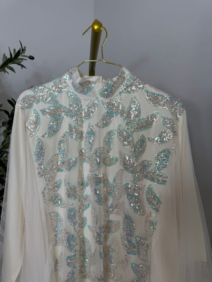 "HEBA" JALLABIYA HIGH NECK (OFF WHITE)