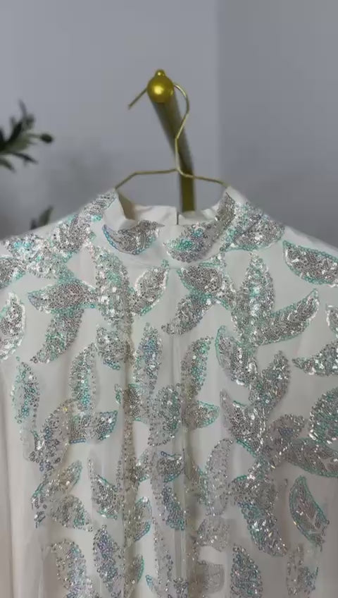 "HEBA" JALLABIYA HIGH NECK (OFF WHITE)