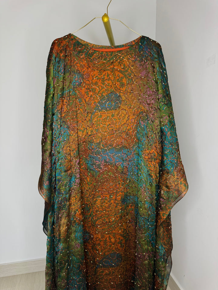 “Hamda” Dress (Green & Orange)