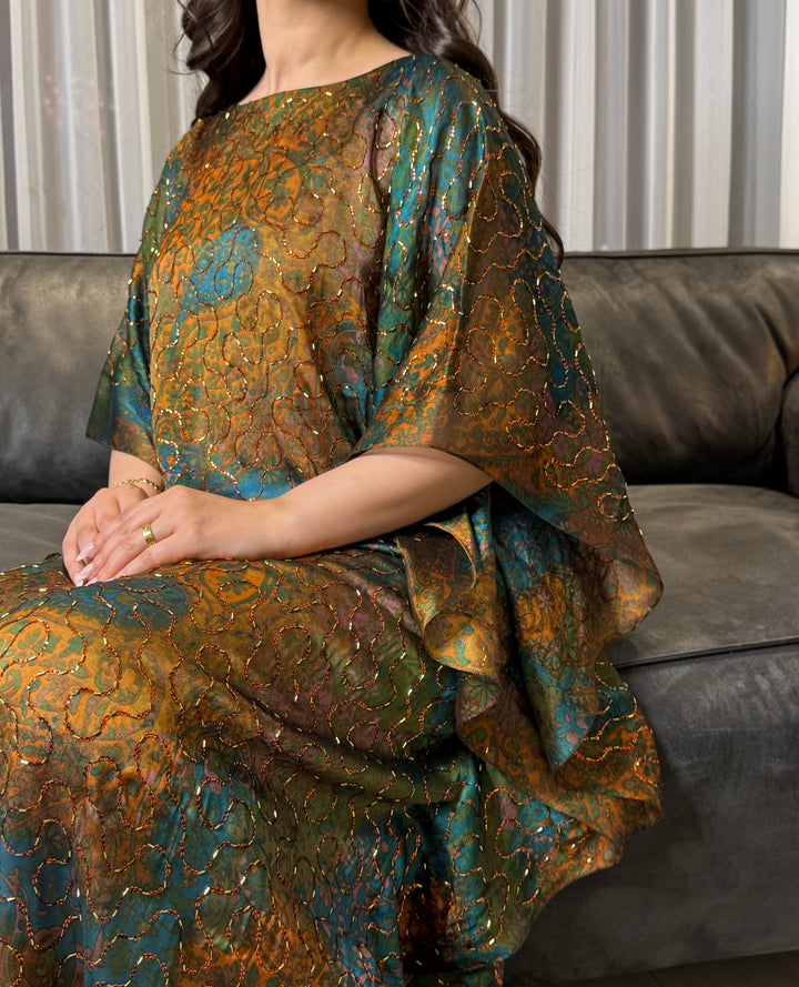“Hamda” Dress (Green & Orange)