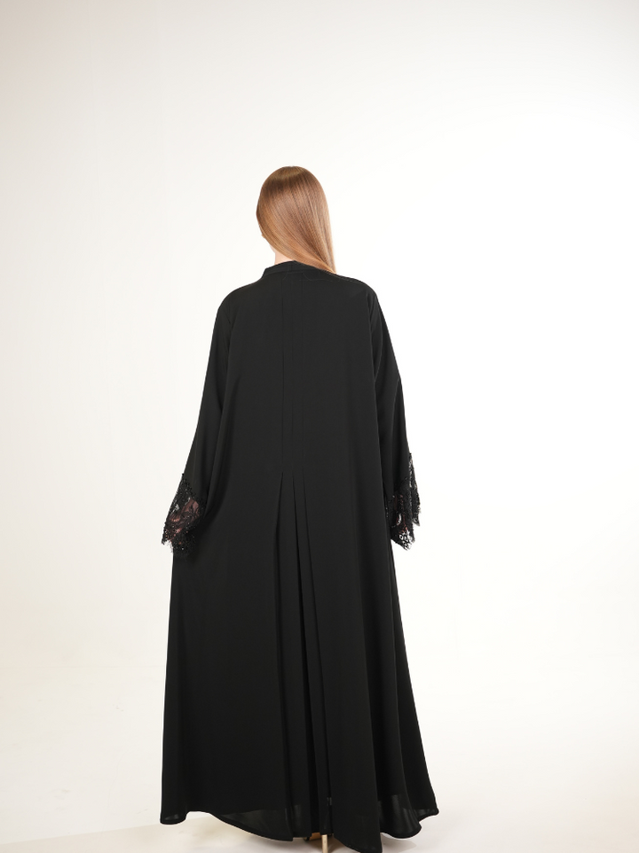 IH05 LACE ABAYA SET (BLACK)