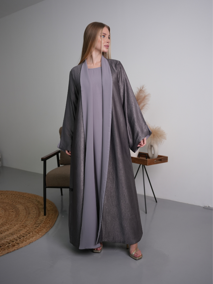 IH07 REVERSIBLE ABAYA SET (GREY)
