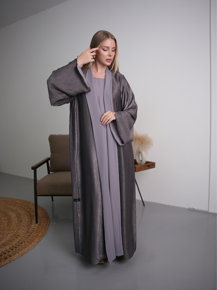IH07 REVERSIBLE ABAYA SET (GREY)