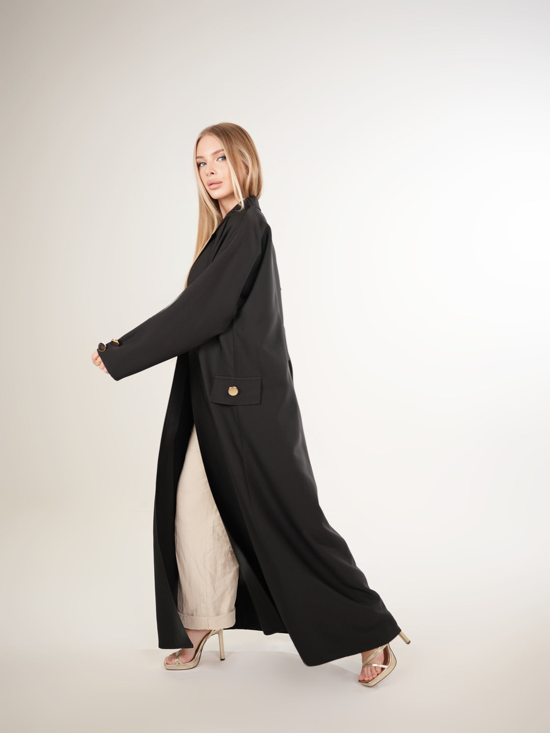 IH04 CASUAL BLAZER ABAYA (BLACK)