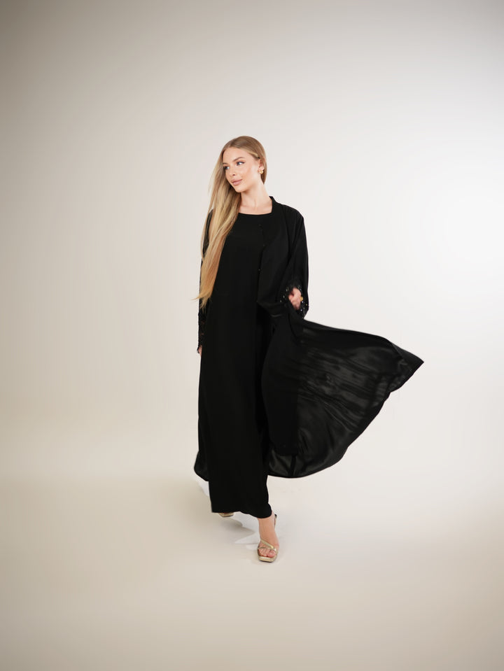 IH05 LACE ABAYA SET (BLACK)