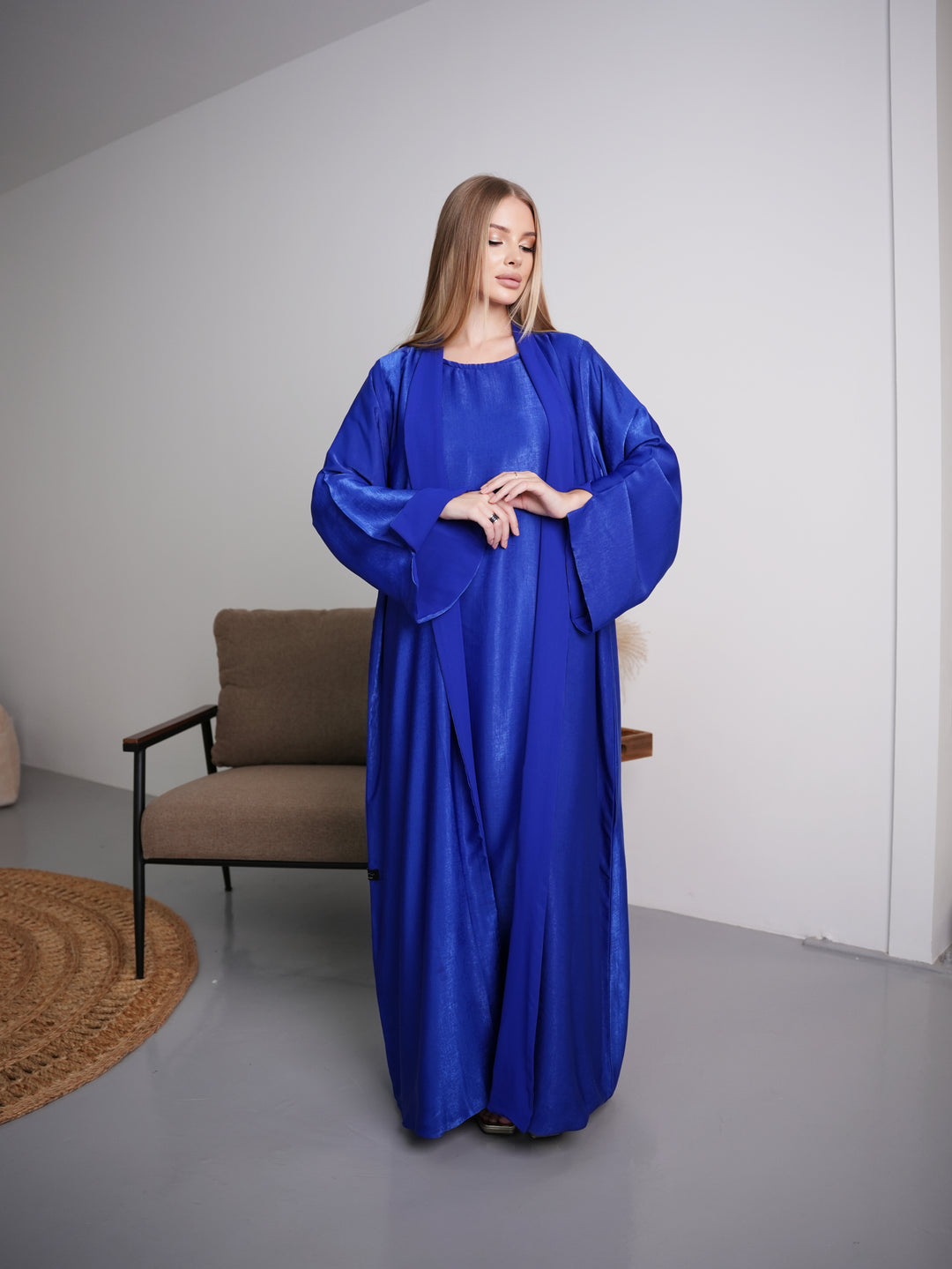 IH07 REVERSIBLE ABAYA SET (OCEAN BLUE)