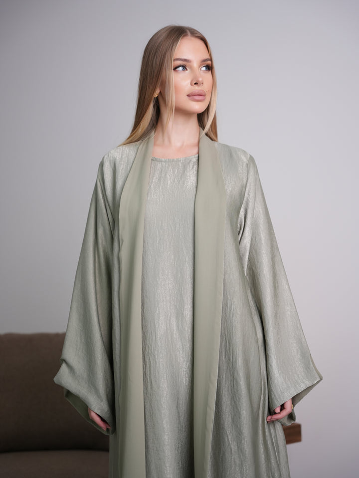 IH07 REVERSABLE ABAYA SET (PISTACHIO)