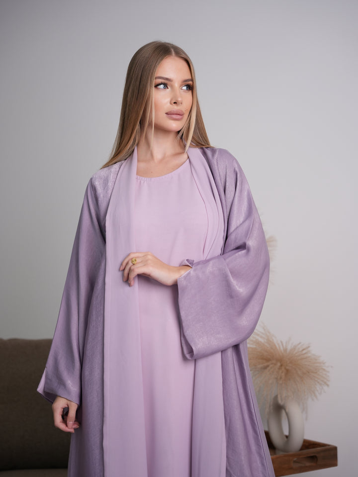IH07 REVERSABLE ABAYA SET (PASTEL PURPLE)