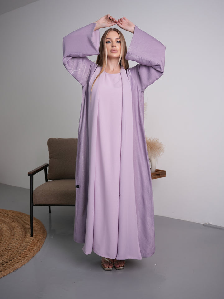 IH07 REVERSABLE ABAYA SET (PASTEL PURPLE)