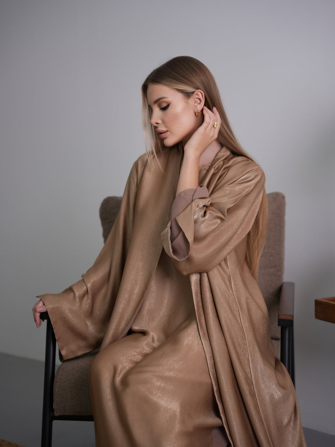 IH07 REVERSABLE ABAYA SET (TOFFEE)