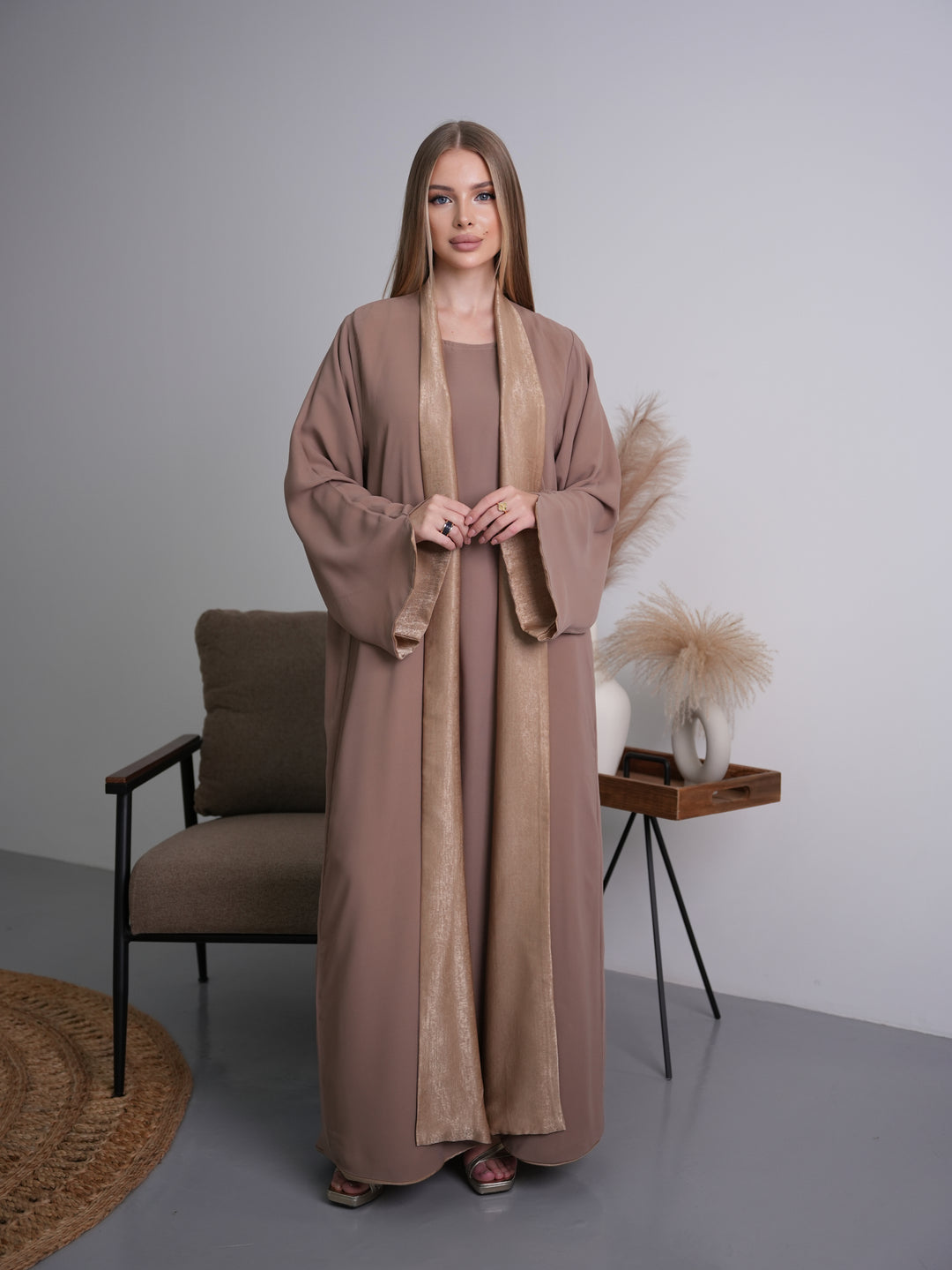 IH07 REVERSABLE ABAYA SET (TOFFEE)