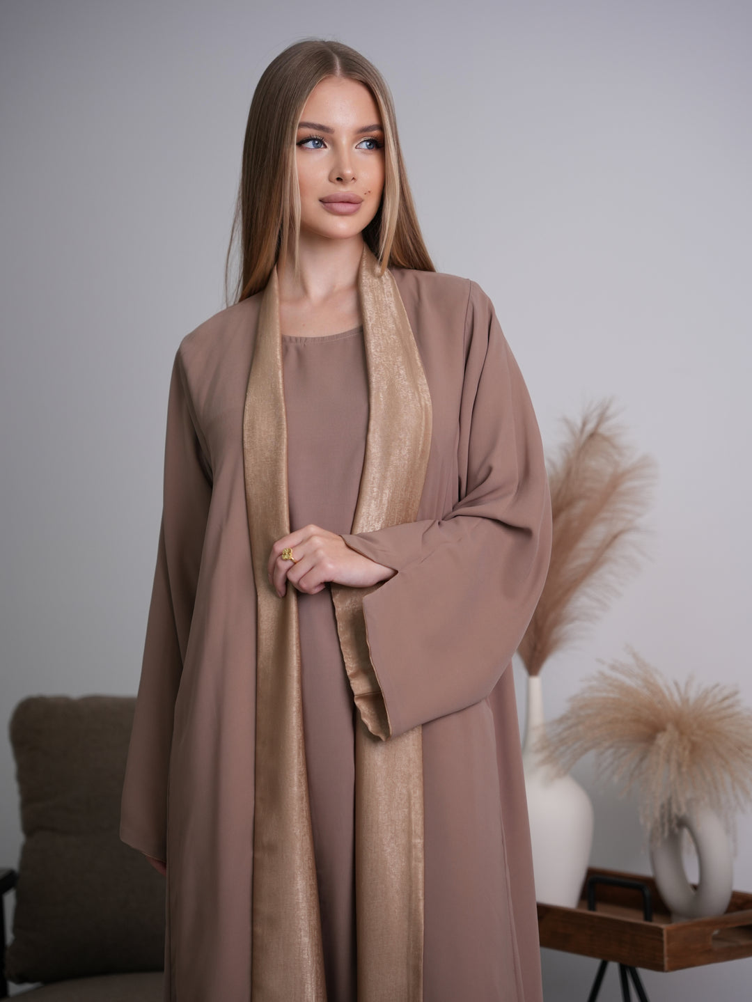IH07 REVERSABLE ABAYA SET (TOFFEE)