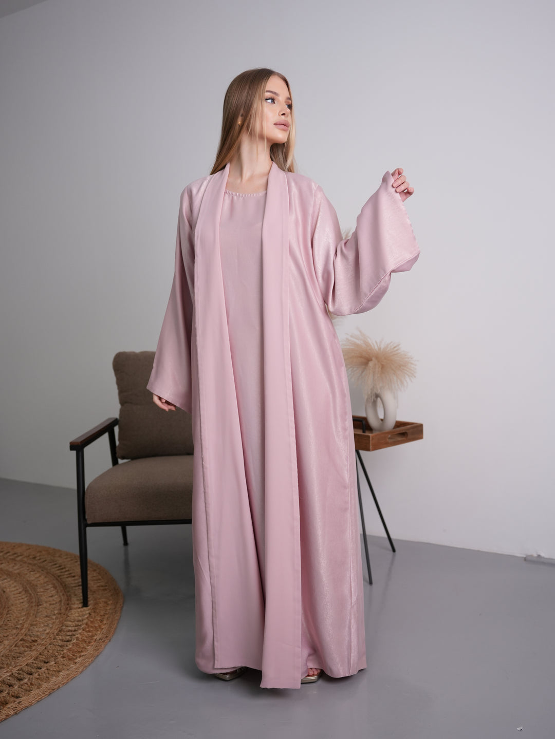 IH07 REVERSABLE ABAYA SET (ROSE PINK)