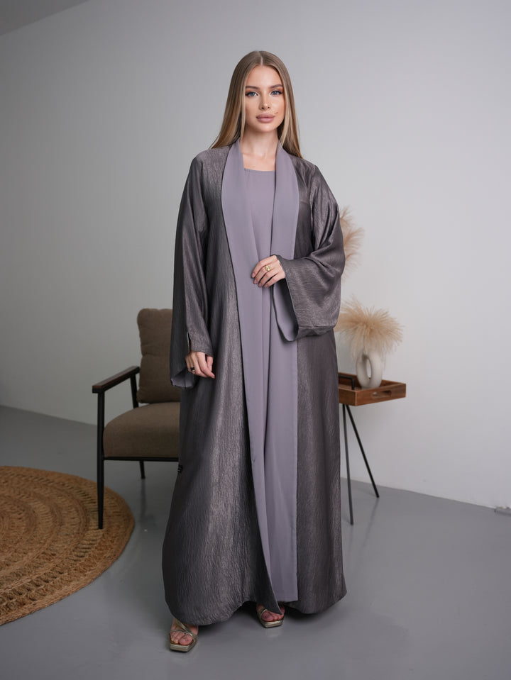 IH07 REVERSIBLE ABAYA SET (GREY)