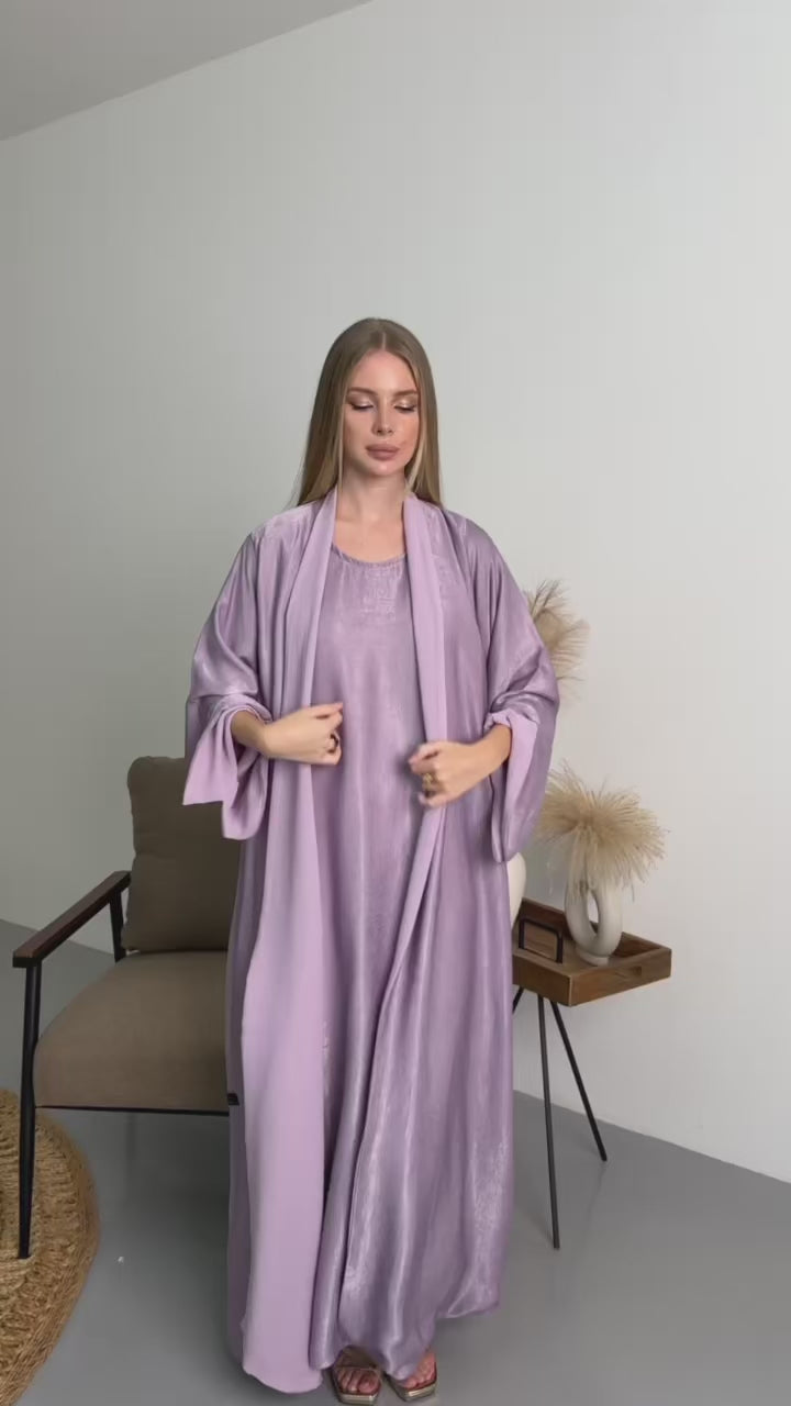 IH07 REVERSABLE ABAYA SET (PASTEL PURPLE)