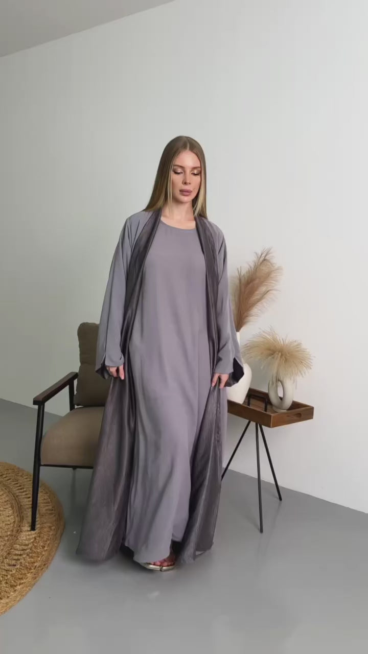 IH07 REVERSIBLE ABAYA SET (GREY)