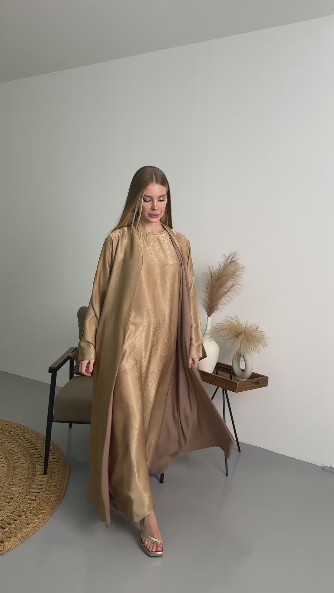 IH07 REVERSABLE ABAYA SET (TOFFEE)