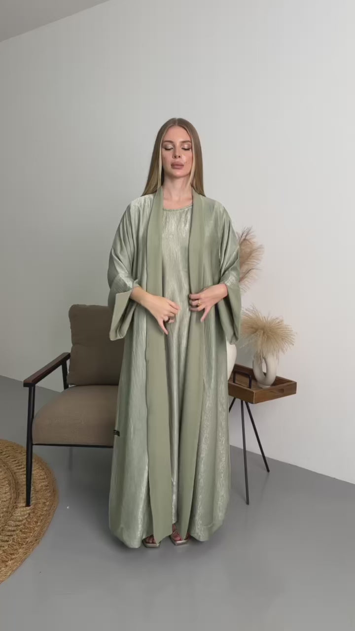 IH07 REVERSABLE ABAYA SET (PISTACHIO)