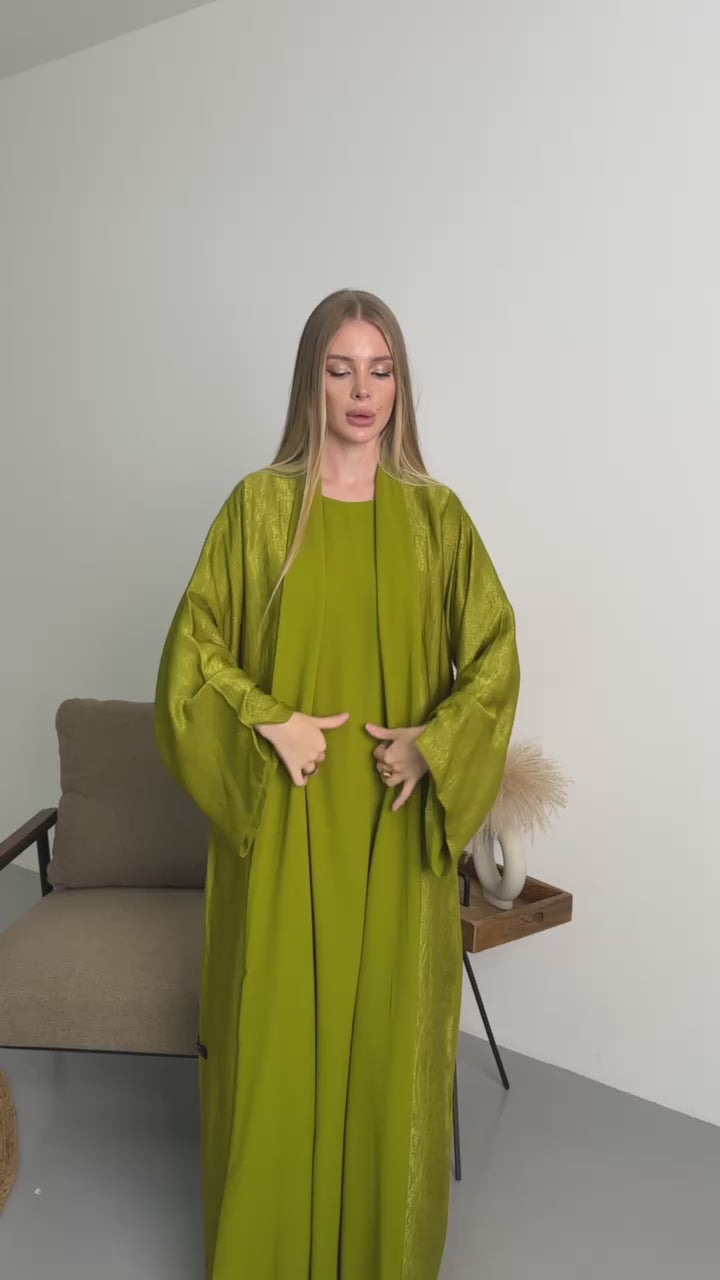 IH07 REVERSIBLE ABAYA SET (LIME GREEN)